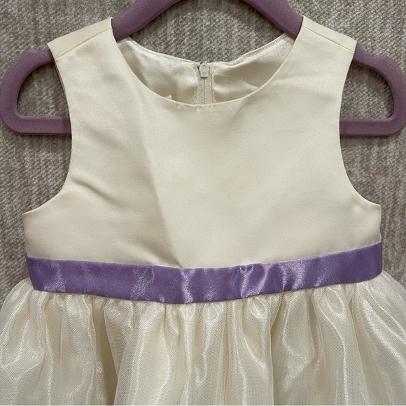 American Princess Ivory and Purple Rosette Dress with Cardigan - Picture 7 of 11